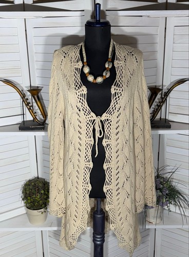 Chico long crochet cardigan - long,