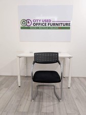 Haworth Height Settable Desk, White Top & Frame, W1200mm w/ Conference Chair,...