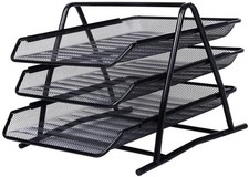 Metal A4 Document Letter Organiser Mesh Tray Removable Compartments -Black