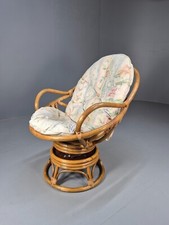Vintage Cane Swivel and Rocking Based Lounge Chair 1970s Retro EB9454 VBER