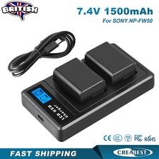 2PCS Battery+Charger For Sony Alpha NP-FW50 a6400 a6500 a5100 SLT-A37 A55V A35