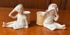 Miniature Antique Art Deco Bisque Figural Match/Toothpick Holders
