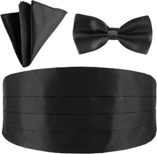 Black Bow Tie Cummerbund for