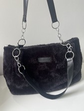 Black Fluffy Furry Hear Print Handbag Shoulder Bag New