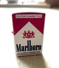 MARLBORO Lighter CIGARETTE PACK STYLE White Matte Non Zippo Petrol lighter NEW