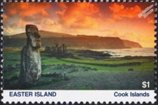 EASTER ISLAND Moai Statues Islands of the Pacific Stamp # 6 (2019 Cook Islands)