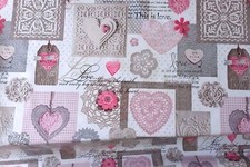 WHITE PINK HEARTS LOVE GREY