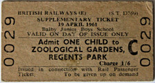 BRITISH RAILWAYS (E) - 19 April 61. ZOOLOGICAL GARDENS REGENTS PARK. Balby sch.