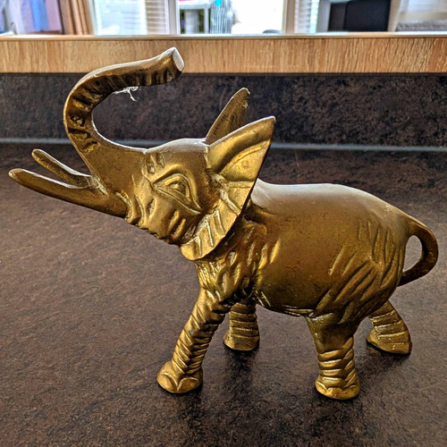 Small brass elephant - brass,