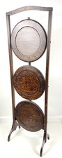Vintage Wooden Afternoon Tea Floor Stand Cake Stand Mahogany Foldable To Flat 