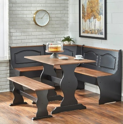 Black corner set nook dining - black,