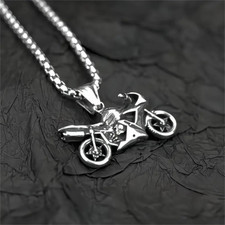 Silver motorbike pendant - silver,