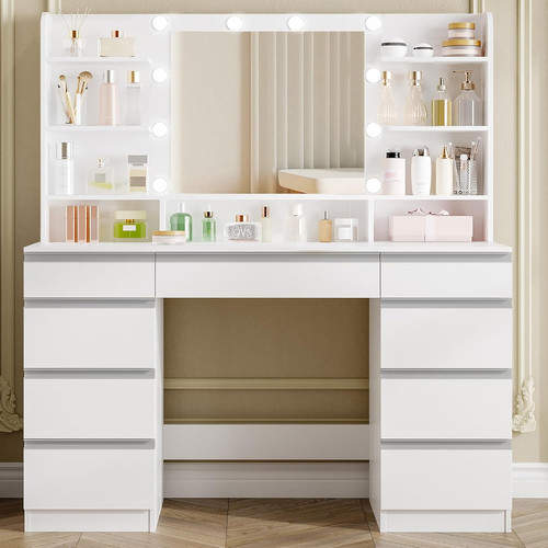 Dressing table with - table, bulb