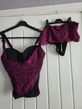 Ladies black And Purple Basque And Lace Pants Size