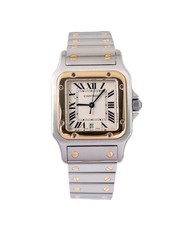 Cartier Santos Galbée 187901 Watch White Dial Yellow Gold Bezel 2000 Box & Paper