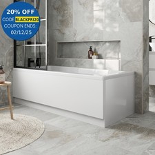 Bath Panel Pack Set Acrylic Side End Gloss White 1700/750mm Bathroom Modern