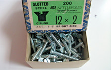 Nettlefolds Countersunk Wood Screws 2 " x 12  Bright Zinc Slotted Full Box 200