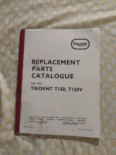 Triumph parts manual - manual, 1972