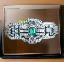 Green Crystal Art Deco Brooch