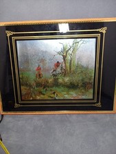 Vintage Wall Decoration Fox Hunt Scene Print Metallic Picture