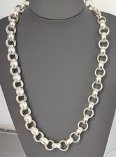 Belcher Chain Silver Sterling  26" Plain & Patterned Solid  143 Grams 16mm Links