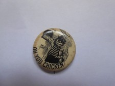 HASSAN cigarettes  OH YOU CHICKEN   antique  American made JOKE advert badge