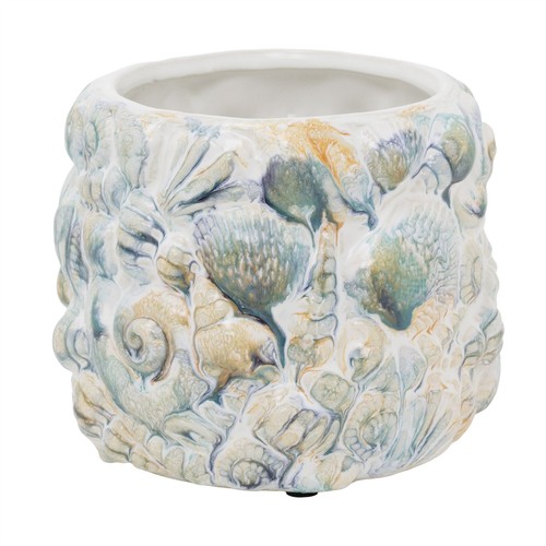 Shell embossed planter 15cm - embossed,