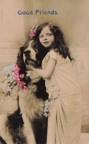 Coloured postcard studio - , posed