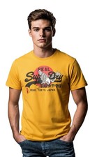 Superdry Mens Crew Neck T-Shirt  Vintage Graphic Logo Tee Casual oil Yellow