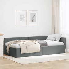 Corner Bed Frame with Headboard Manual Dark grey 90 x 200 cm vidaXL