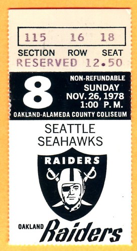 Raiders seahawks - 11/26/78, raiders/seahawks