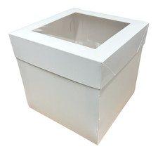 Tall White Cake Box Extra Deep with Clear Display Window - Available in 10", 12"