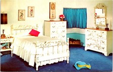 Ethan Allen Feminine Decorated Bedroom, FURNITURE Advertising Chrome Postcard