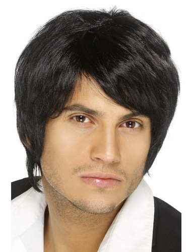 Boy band wig black short - black, style