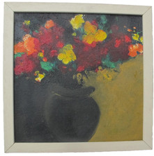 Superb Vintage Abstract Expressionist Still Life Flowers Oil or acrylic painting