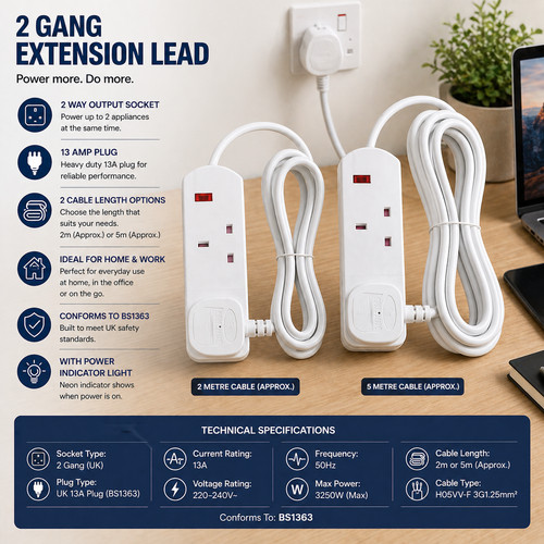 Gang extension lead 5m - gang,