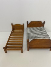DOUBLE & SINGLE WOODEN BEDS HAND MADE FROM KITS DOLLS HOUSE BEDROOM