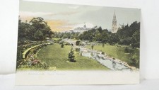 Bournemouth Upper Gardens Hand Tinted Early 1900s Postcard Church Bridge Stream