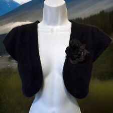 JANE NORMAN LADIES BOLERO SHRUG CROP CARDIGAN JACKET BLACK GOTHIC WICCA ANGORA S