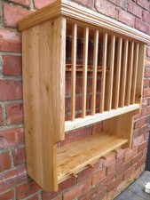 Solid Oak Plate Rack With