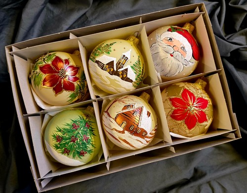 Hand painted glass baubles - hand,