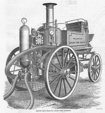 SHAND & MASON Light fire Engine Antique Engineering Print 1877