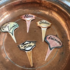 Vintage China Sandwich Markers Set of 5 Assorted Colours