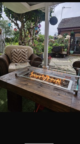 Garden gas fire pit - garden, table