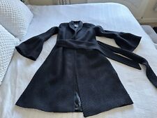 Jigsaw Navy Blue Wool Blend Tie Front Coat Size 10-12 Pockets Bell Sleeve Fitted
