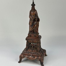 Antique French Religious Large Ornate Metal Figurine Of Saint Anne & Mary