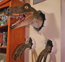 Dinosaur Wall Mounted Head Statue Vivid for Living Room Decor