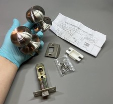 Passage Door Round Ball Knobs Brushed Nickel Interior Keyless Colonial Closet