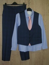Next Boys Navy Blue Check Suit