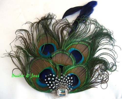 New peacock diamante feather - new,